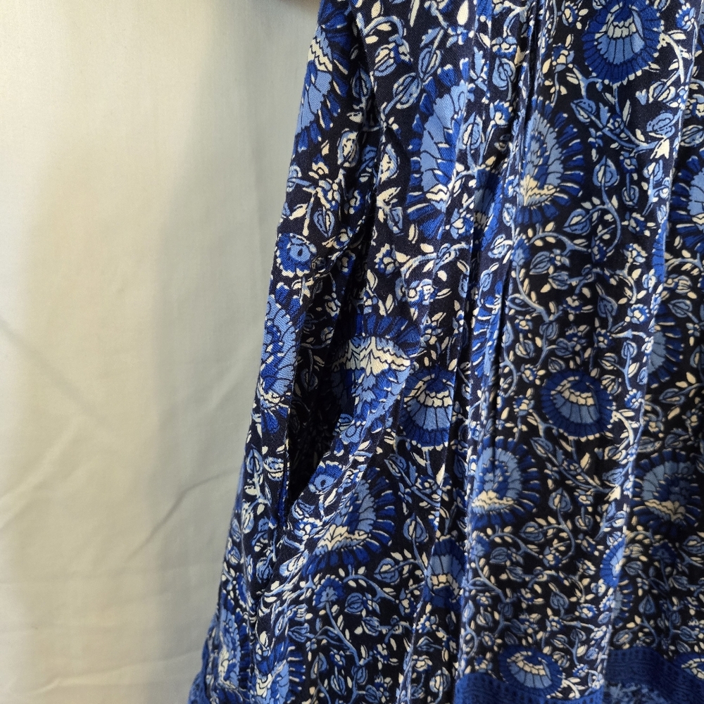 Old Navy Women's Blue Floral Boho‎ Puff-Sleeve Summer Mini Swing Dress Medium - Picture 5 of 9